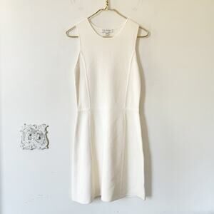 NWT White + Warren Multi Ottoman Rib Knit Fit and Flare Sleeveless Dress S